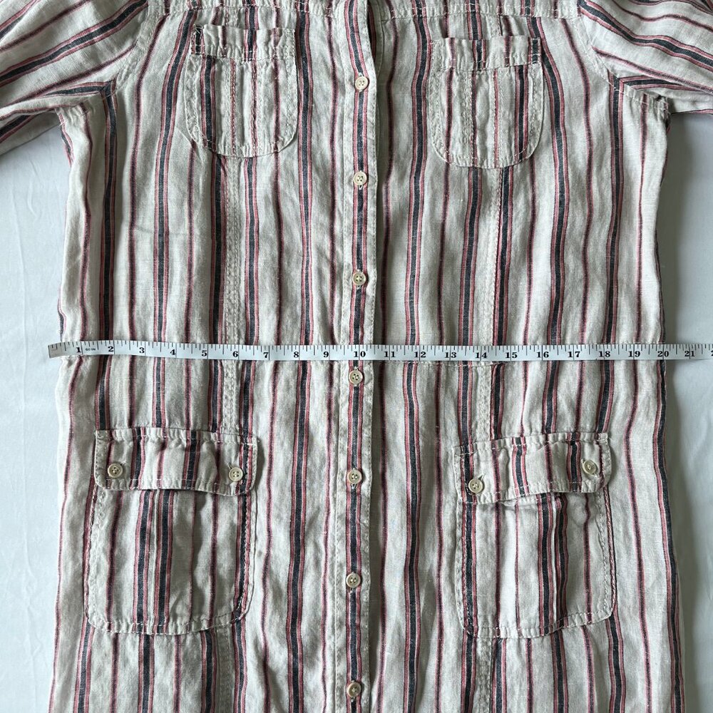 Caslon 100% Linen Striped Shirt Dress - Coastal Midi - Size L - Picture 7 of 11